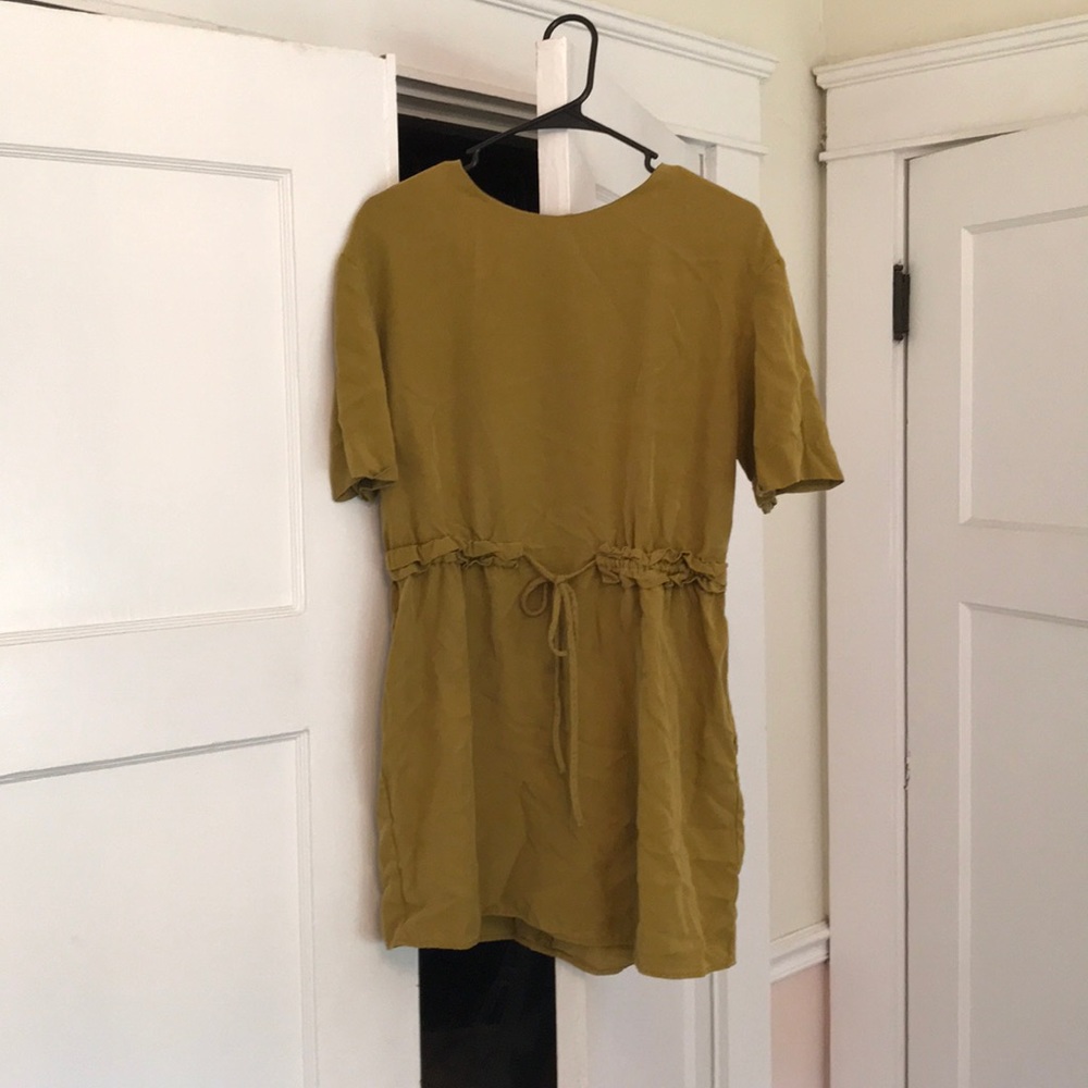 Zara Mini Dress Small Green Yellow work casual